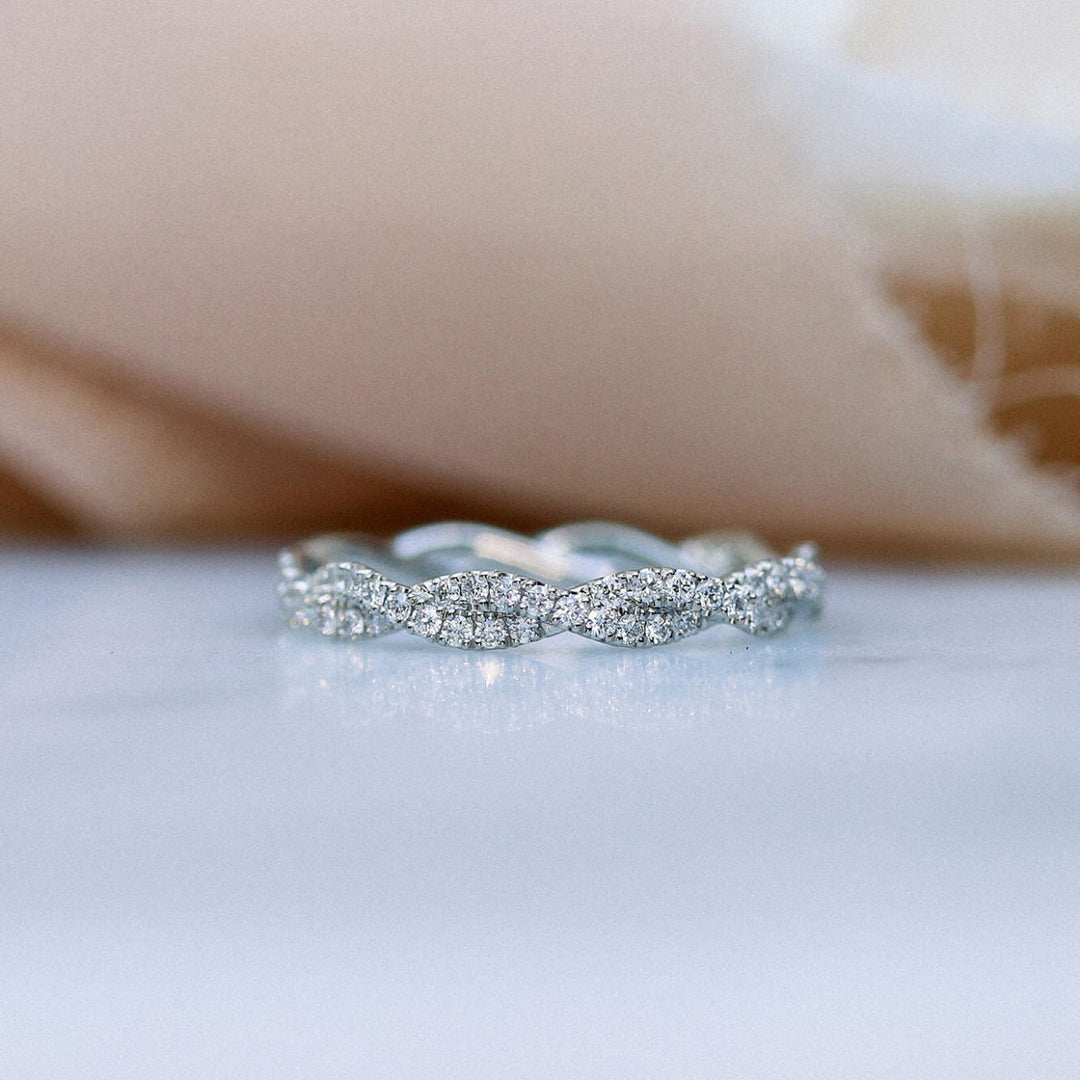 Round Cut Lab Grown Diamond Infinity Twisted Wedding Band - Doozy Diamonds
