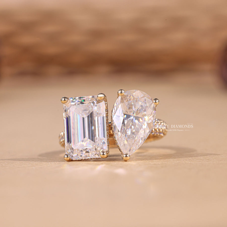 Buy pear pave lab grown diamond engagement ring online