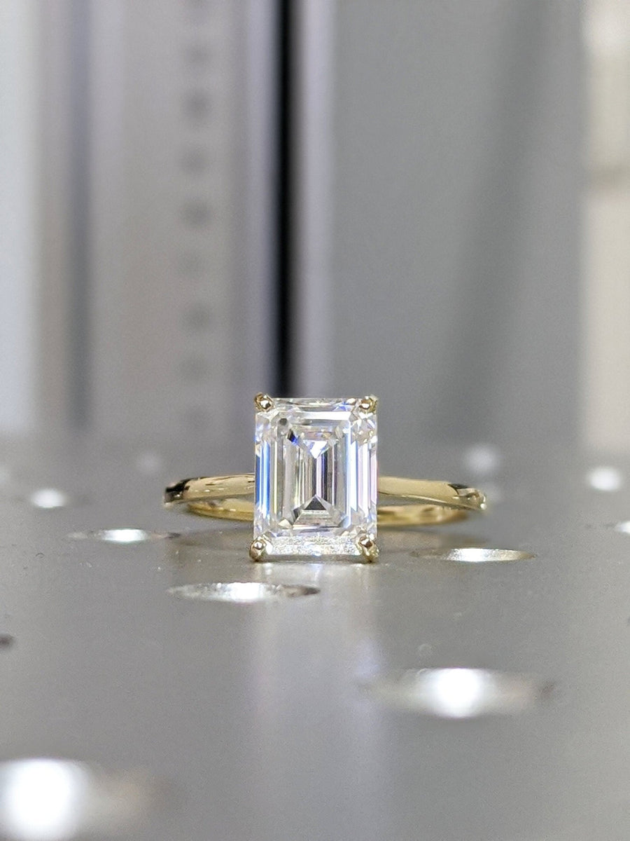 1.0CT emerald solitaire lab grown diamond engagement ring for sale
