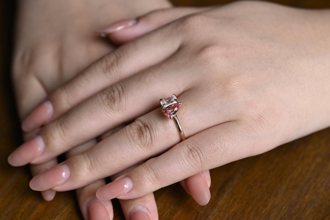 Pear solitaire lab grown diamond ring in jewelry gift box