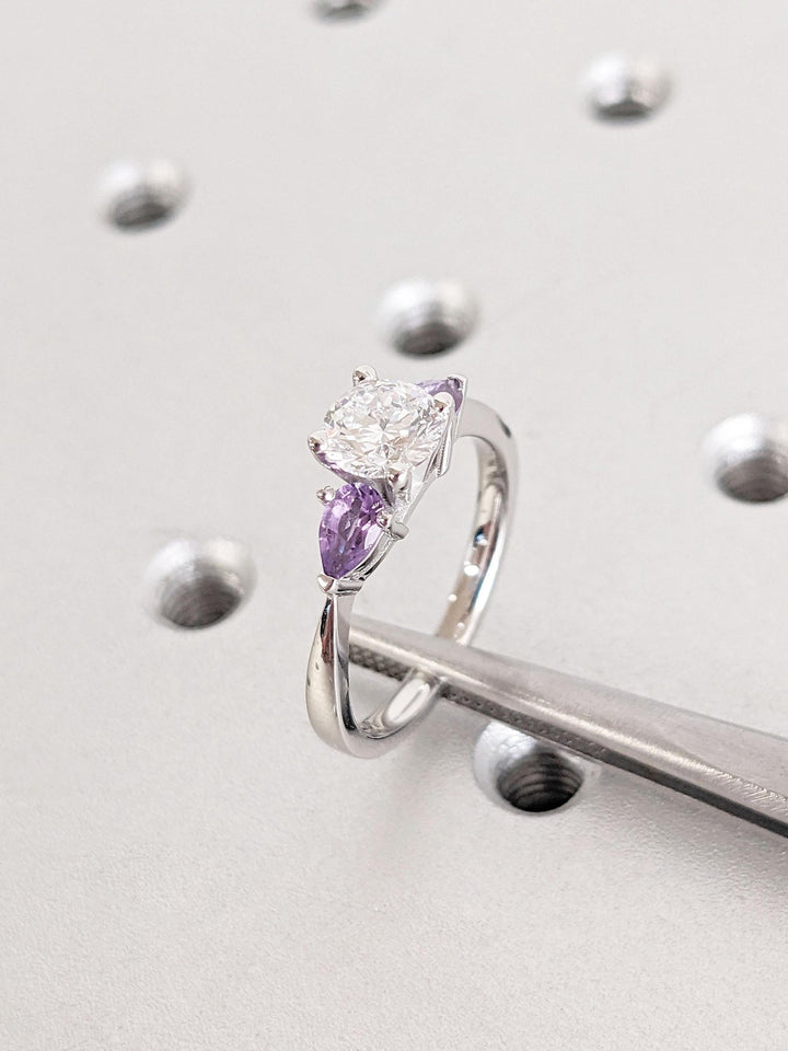 Round solitaire engagement ring with IGI certificate and packaging