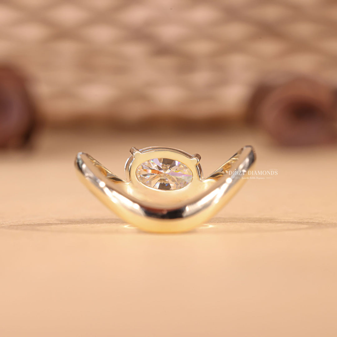 Oval solitaire lab grown diamond ring in jewelry gift box