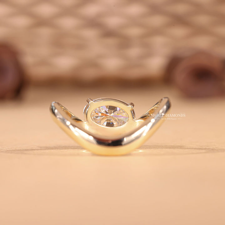 Oval solitaire lab grown diamond ring in jewelry gift box