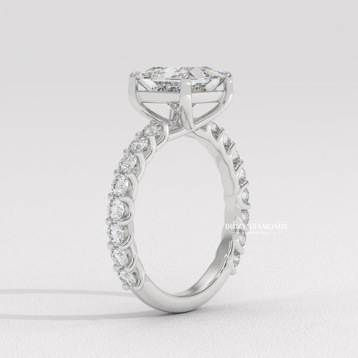 Princess pave engagement ring offered in gold and platinum