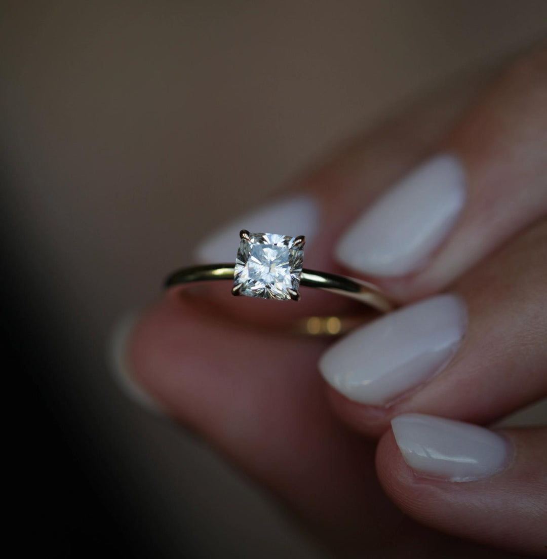 Shop the cushion cut solitaire engagement ring collection online