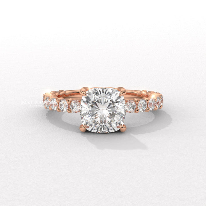 Unboxing view of cushion cut solitaire diamond engagement ring