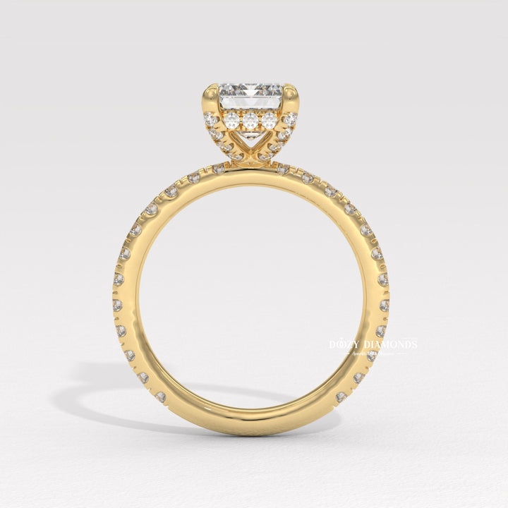 Shop the emerald cut hidden halo engagement ring collection online