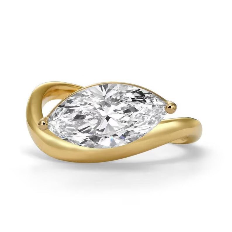 1.0CT marquise solitaire lab grown diamond engagement ring for sale