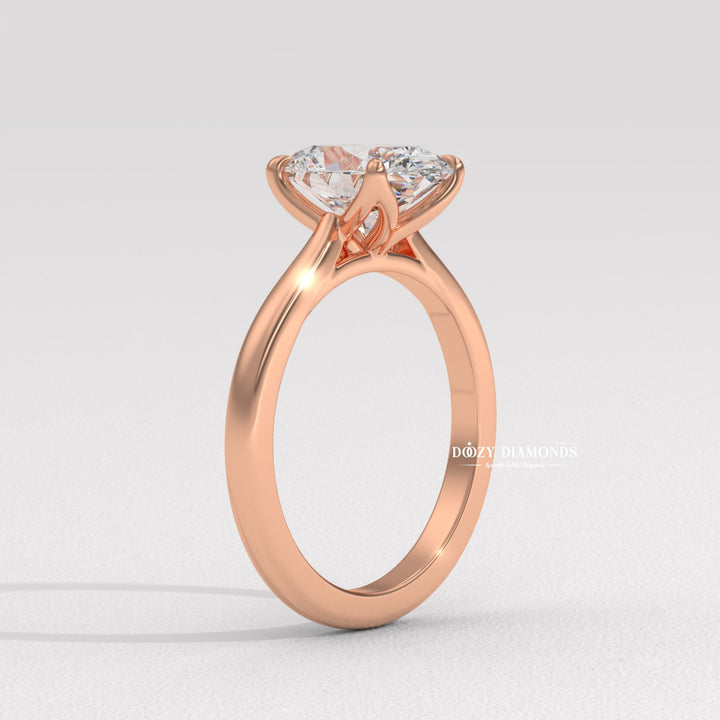 Handcrafted oval cut solitaire lab grown diamond engagement ring