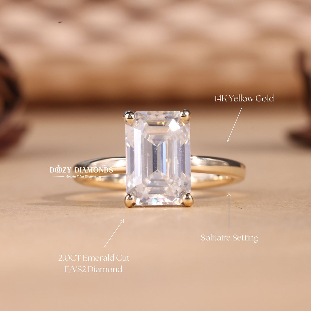 Classic emerald solitaire engagement ring crafted for everyday wear