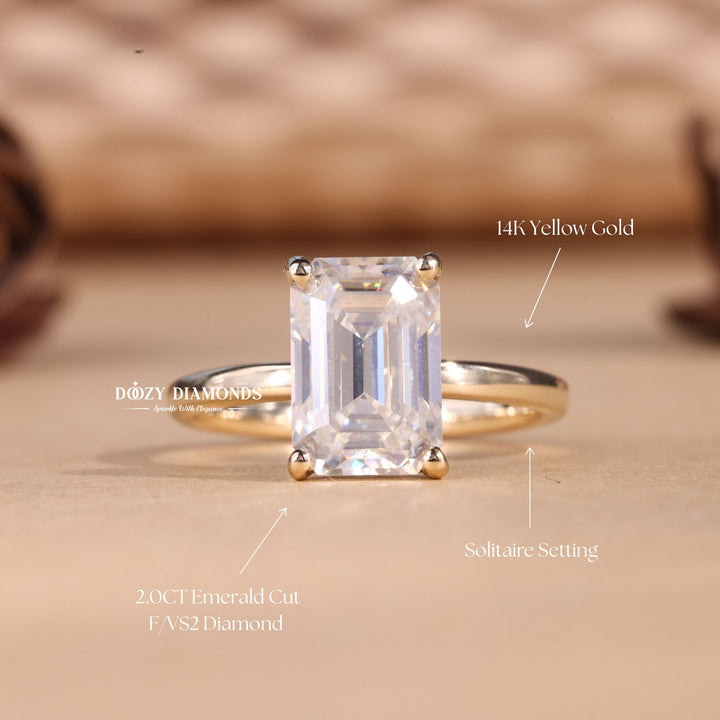Classic emerald solitaire engagement ring crafted for everyday wear