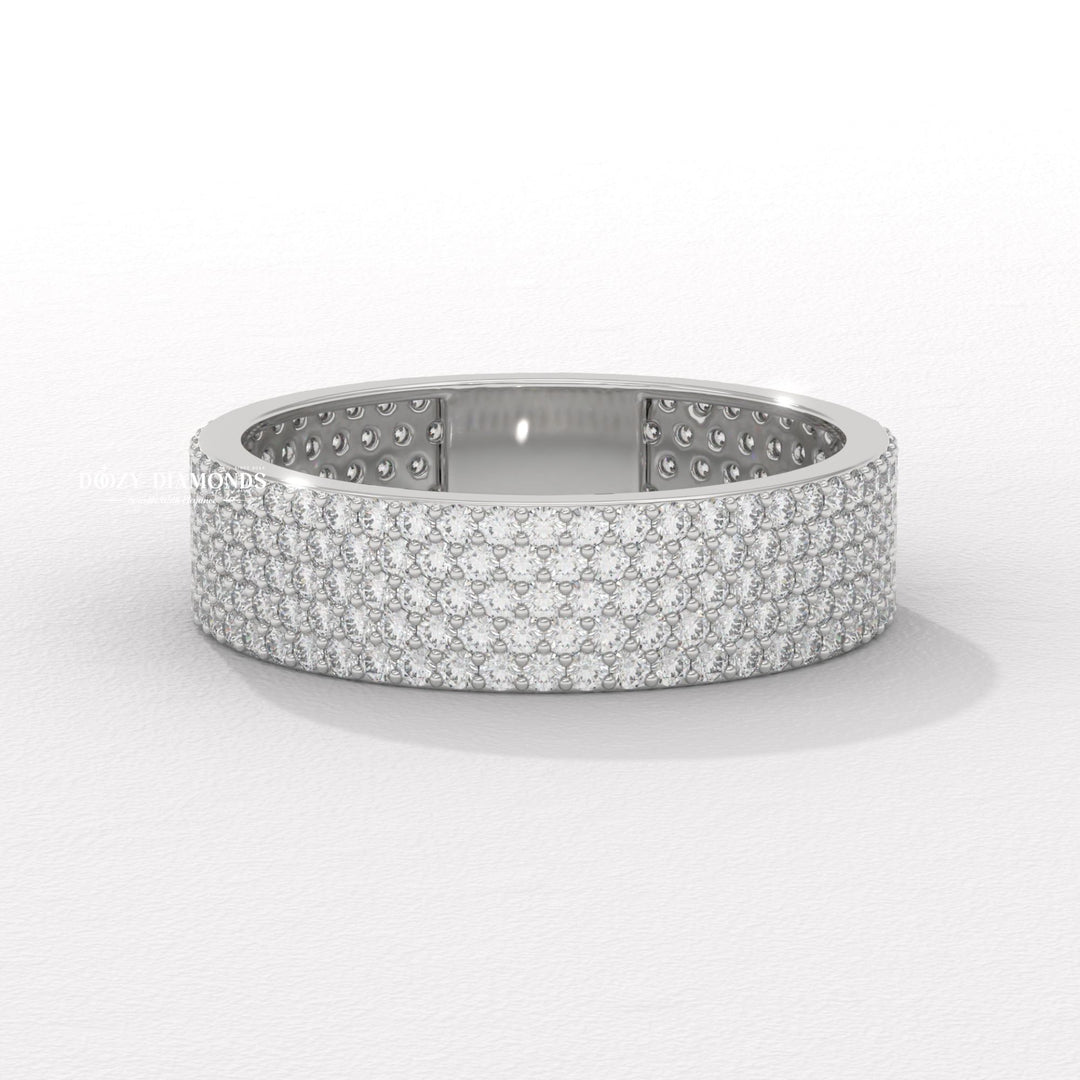 Pave diamond wedding band in yellow gold
