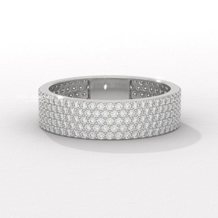 Pave diamond wedding band in yellow gold