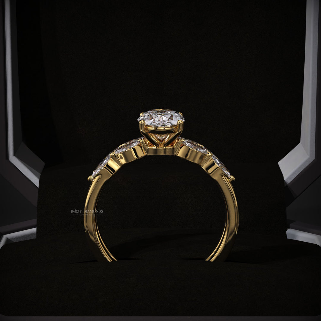 2.0CT Oval Lab Grown Pave Engagement Ring & Cluster Wedding Band
