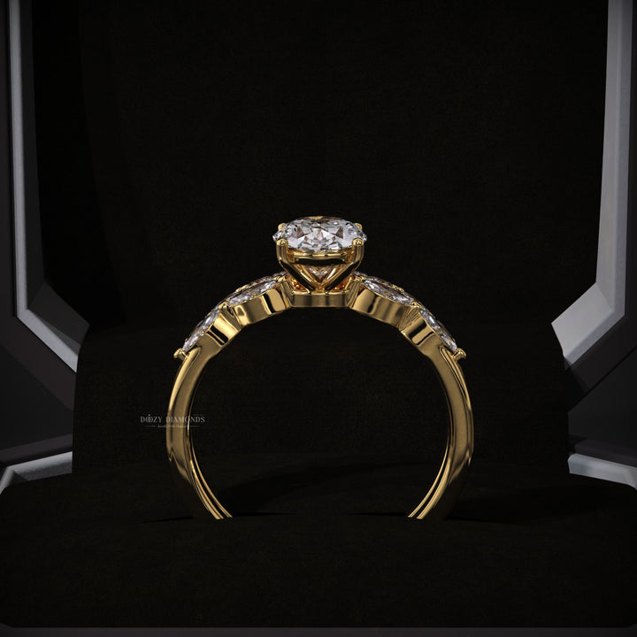 2.0CT Oval Lab Grown Pave Engagement Ring & Cluster Wedding Band