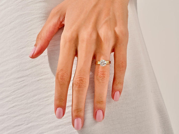 1.50CT Round Cut Solitaire F - VS Lab Grown Diamond Engagement Ring Set - Doozy Diamonds