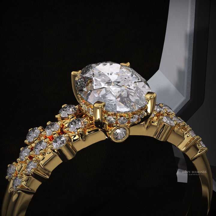 2.50ct Oval Diamond Zig Zag Pave Engagement Ring & Matching Wedding Band