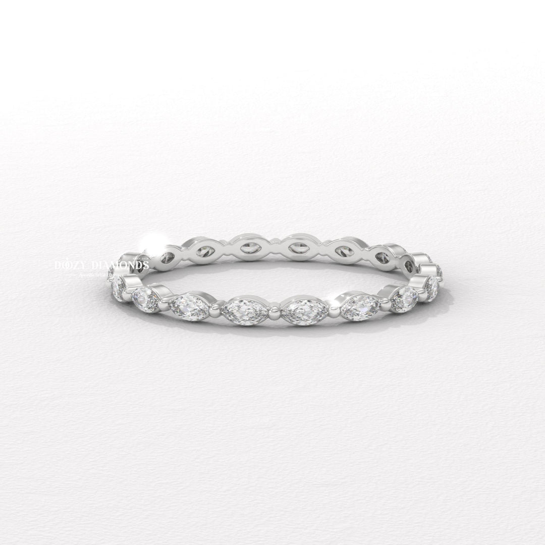 Marquise Full diamond wedding band in yellow gold