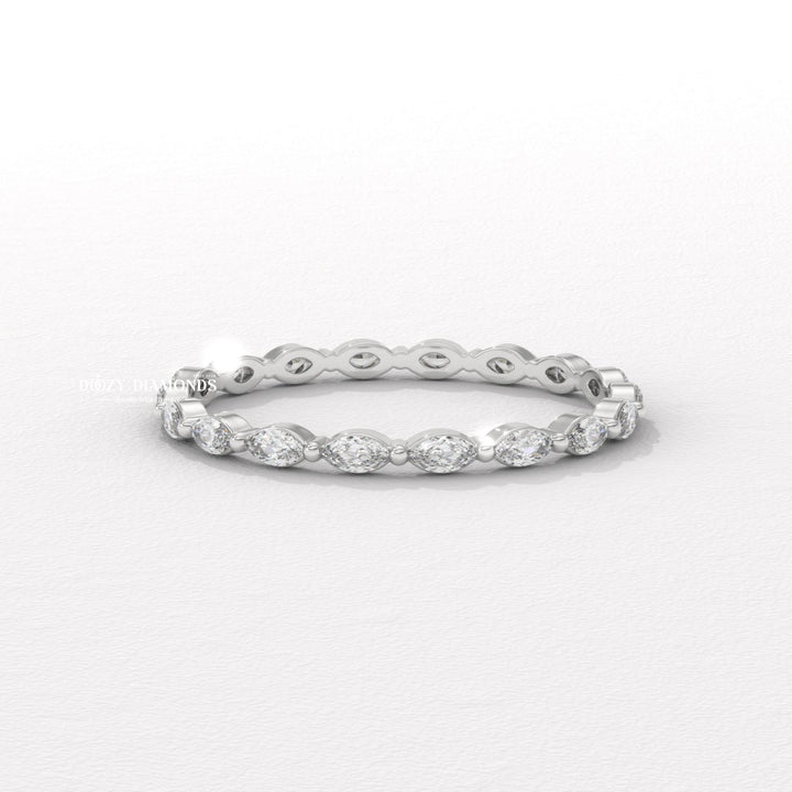 Marquise Full diamond wedding band in yellow gold