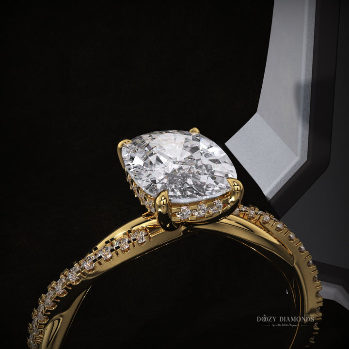 Shop cushion cut hidden halo lab grown diamond engagement ring online