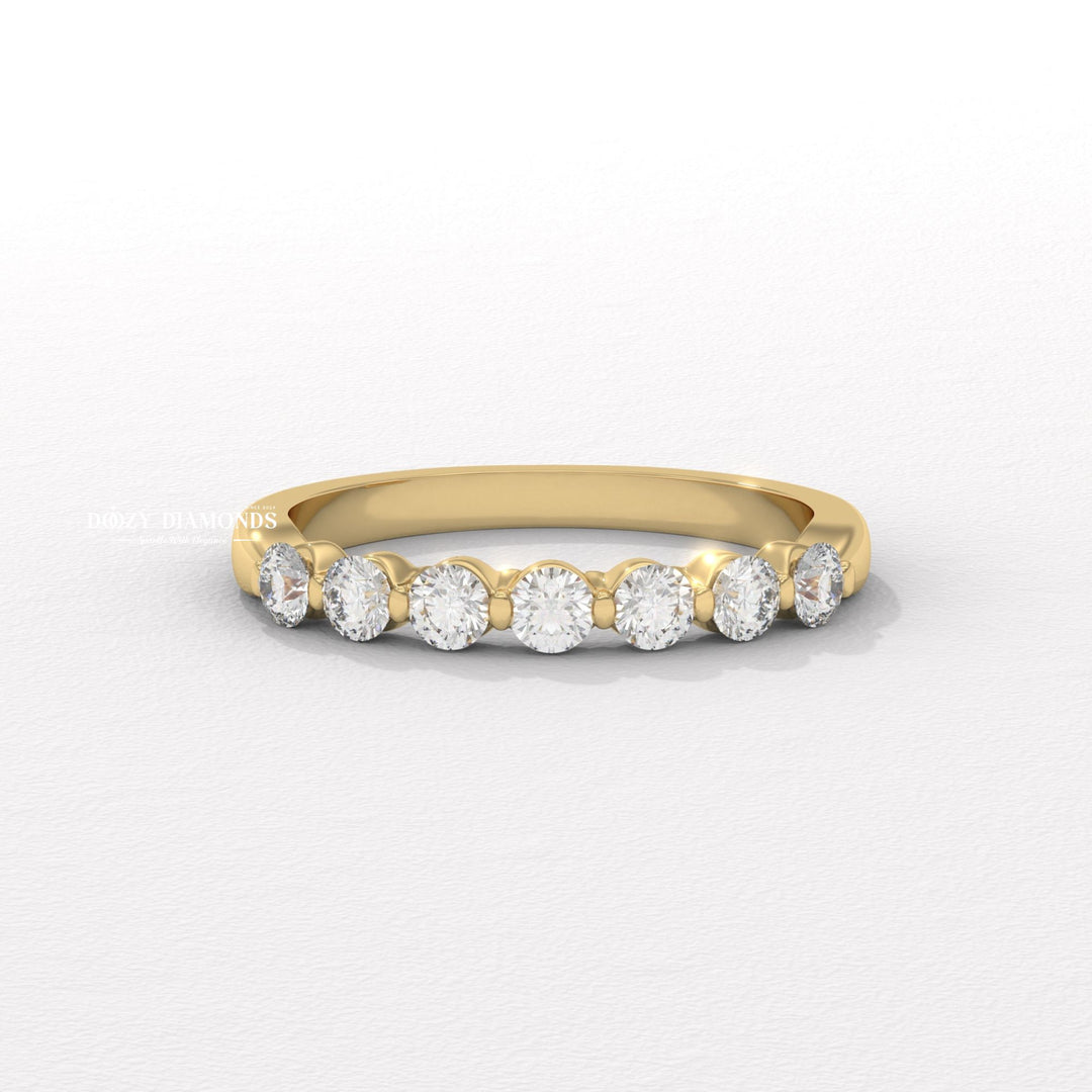 Bubble Stackable round diamond wedding band front view