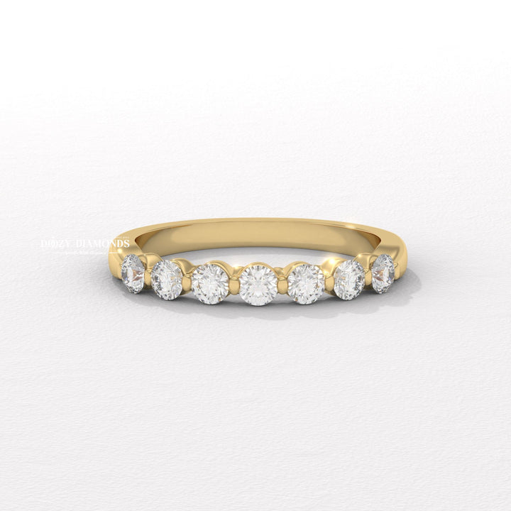 Bubble Stackable round diamond wedding band front view