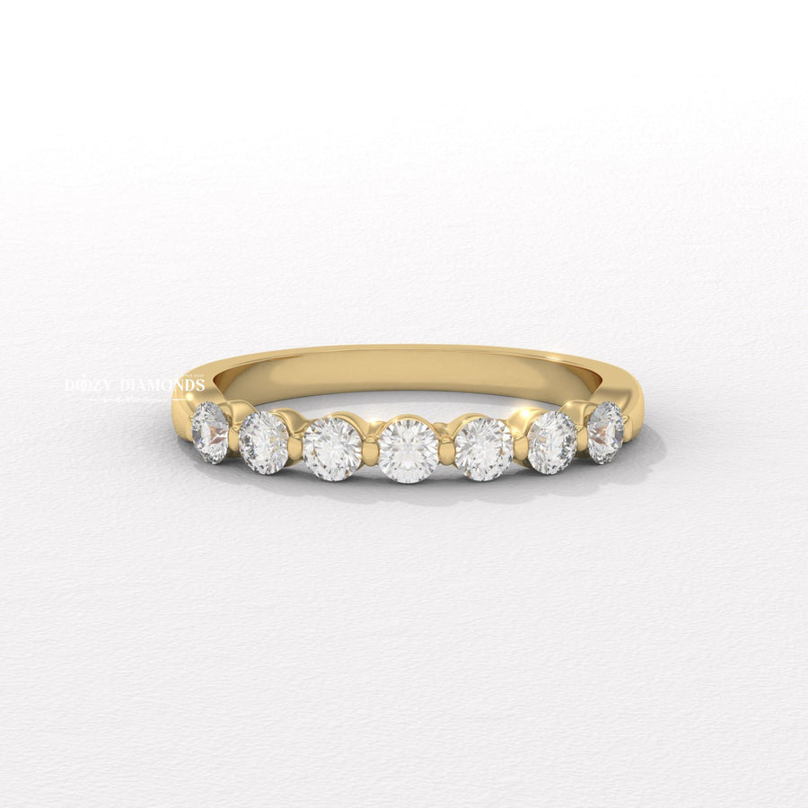 Bubble Stackable round diamond wedding band front view