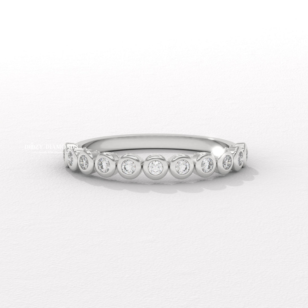 2.0MM Bezel diamond wedding band in yellow gold