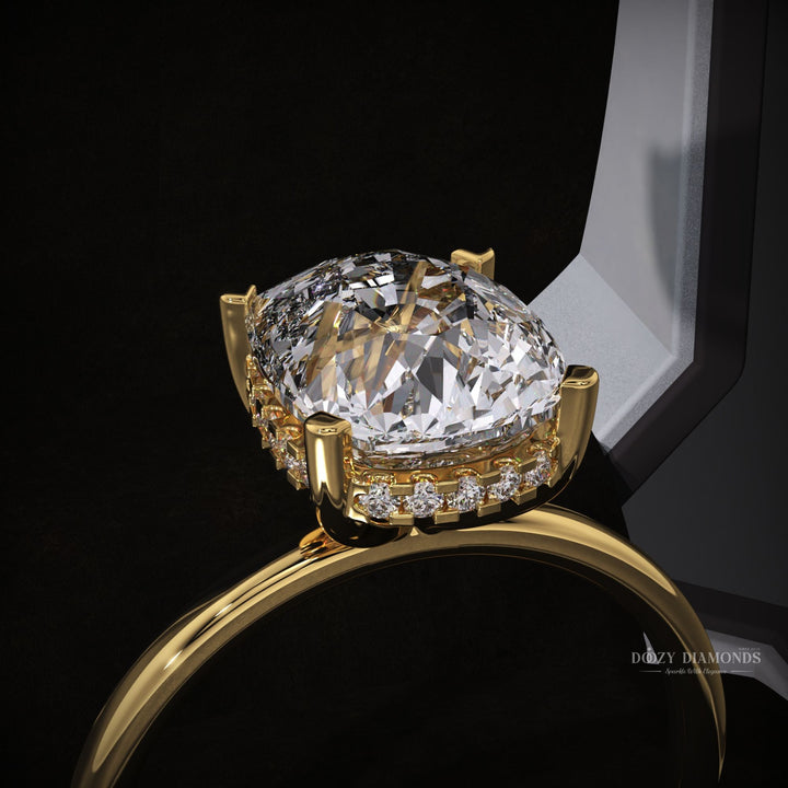 Shop the cushion cut hidden halo engagement ring collection online