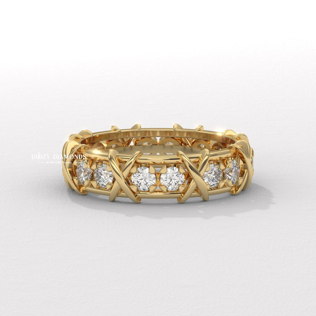 3.50MM Full Eternity Wedding Band - Crossover Unique Stacking Band