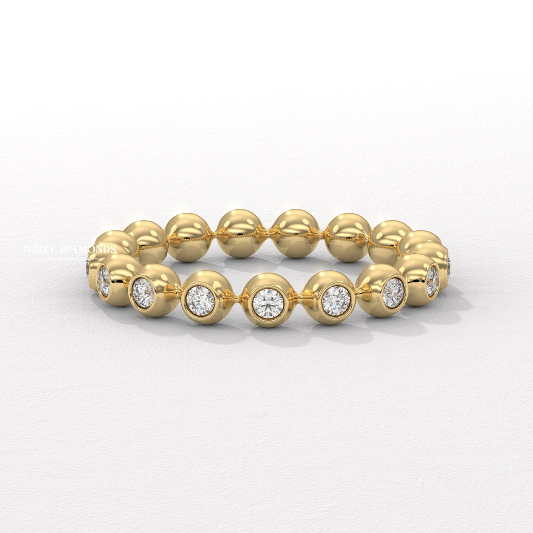 Bubble Half round diamond wedding band front view