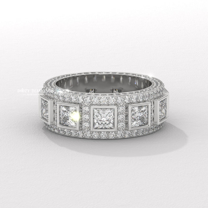 Eternity diamond wedding band in yellow gold