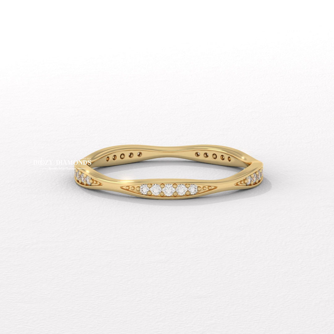 Full Pave round diamond wedding band front view
