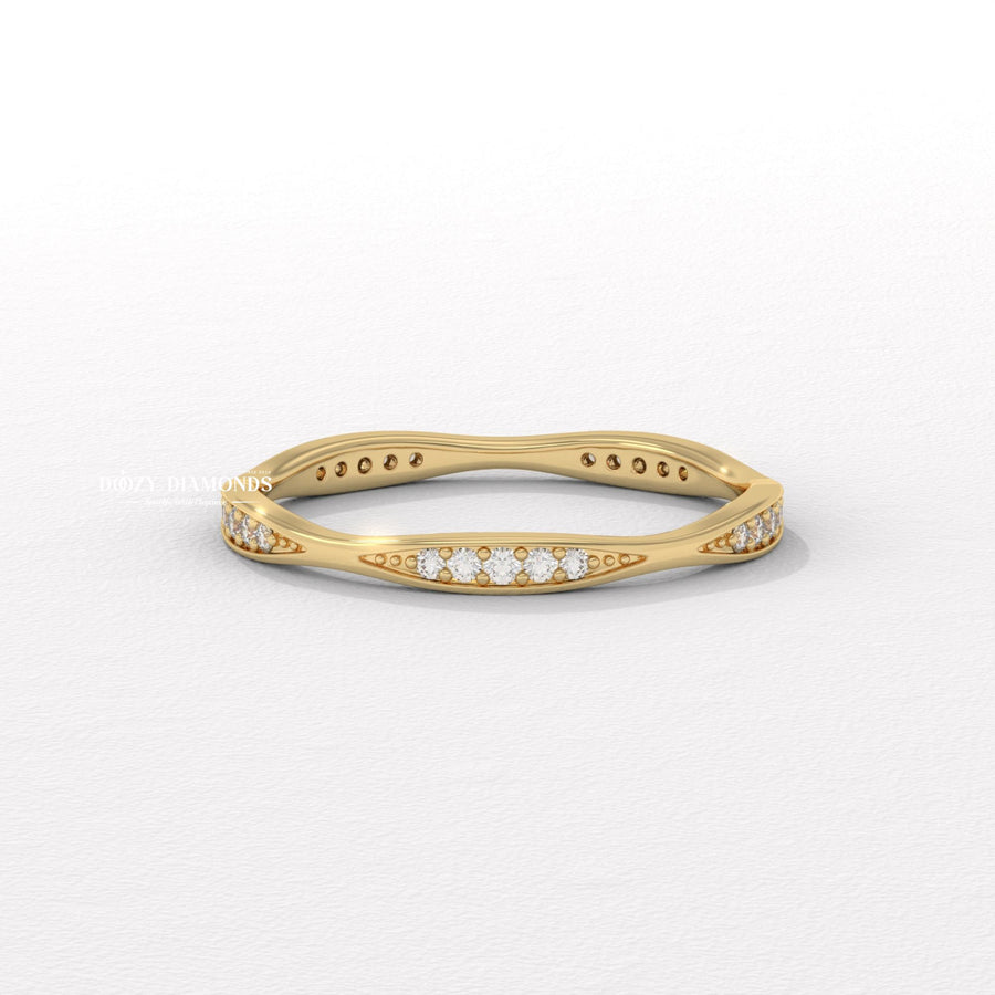 Full Pave round diamond wedding band front view