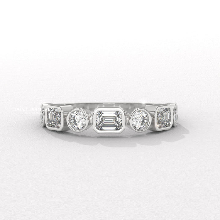 Bezel Set diamond wedding band in yellow gold