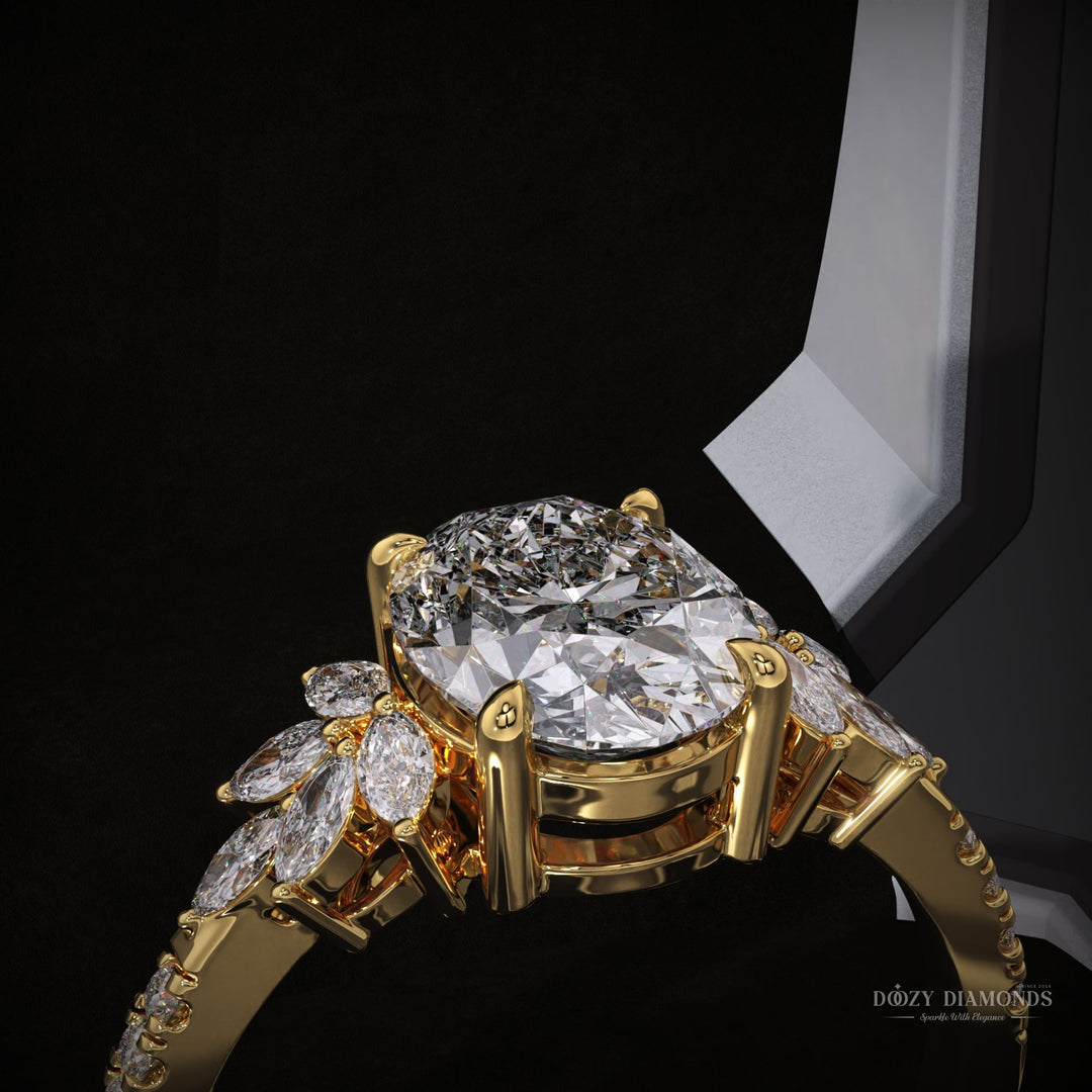Classic oval cluster engagement ring crafted for everyday wear