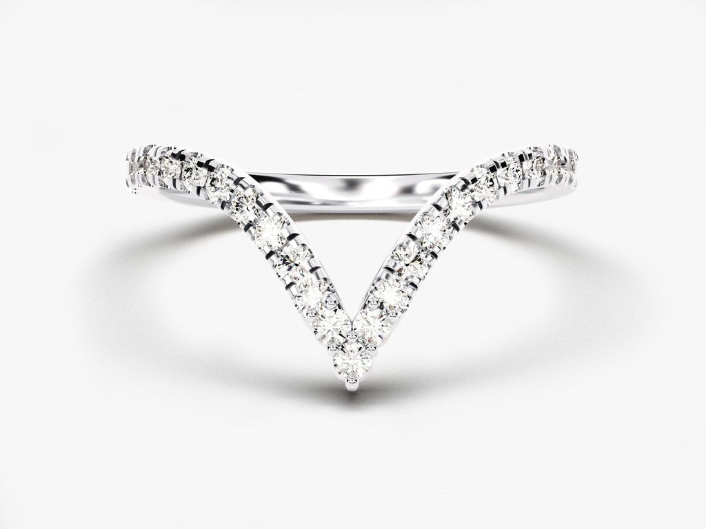 Round Brilliant diamond band stacked with engagement ring