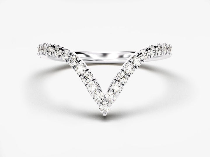 Round Brilliant diamond band stacked with engagement ring