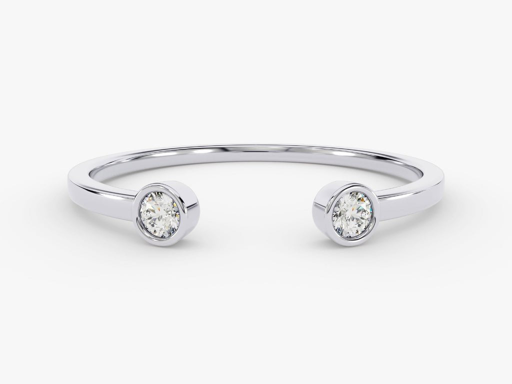 Round diamond band stacked with engagement ring