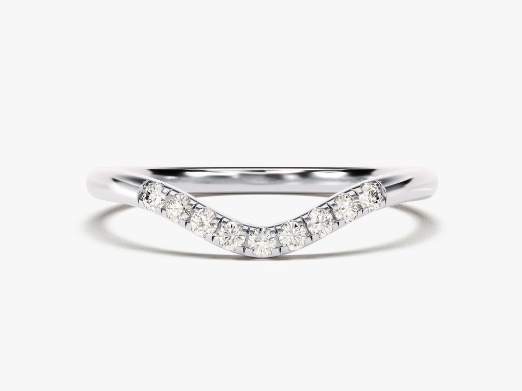 Round Brilliant diamond band stacked with engagement ring