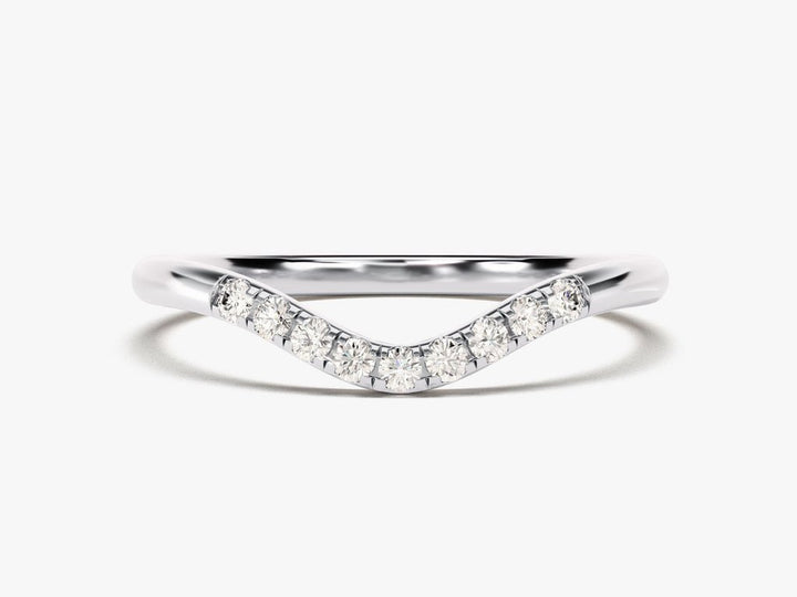 Round Brilliant diamond band stacked with engagement ring