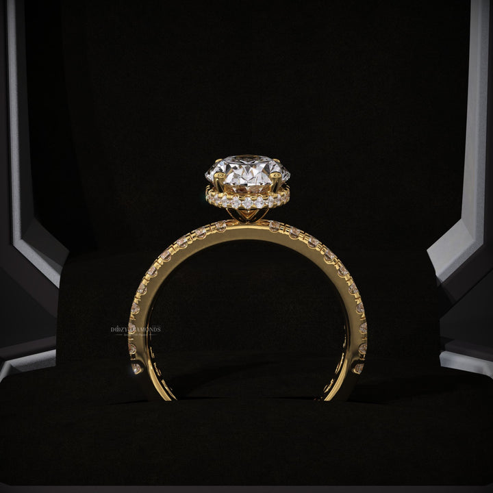 2.50ct Oval Hidden Halo Lab Grown Engagement Ring with Bubble Wedding Band