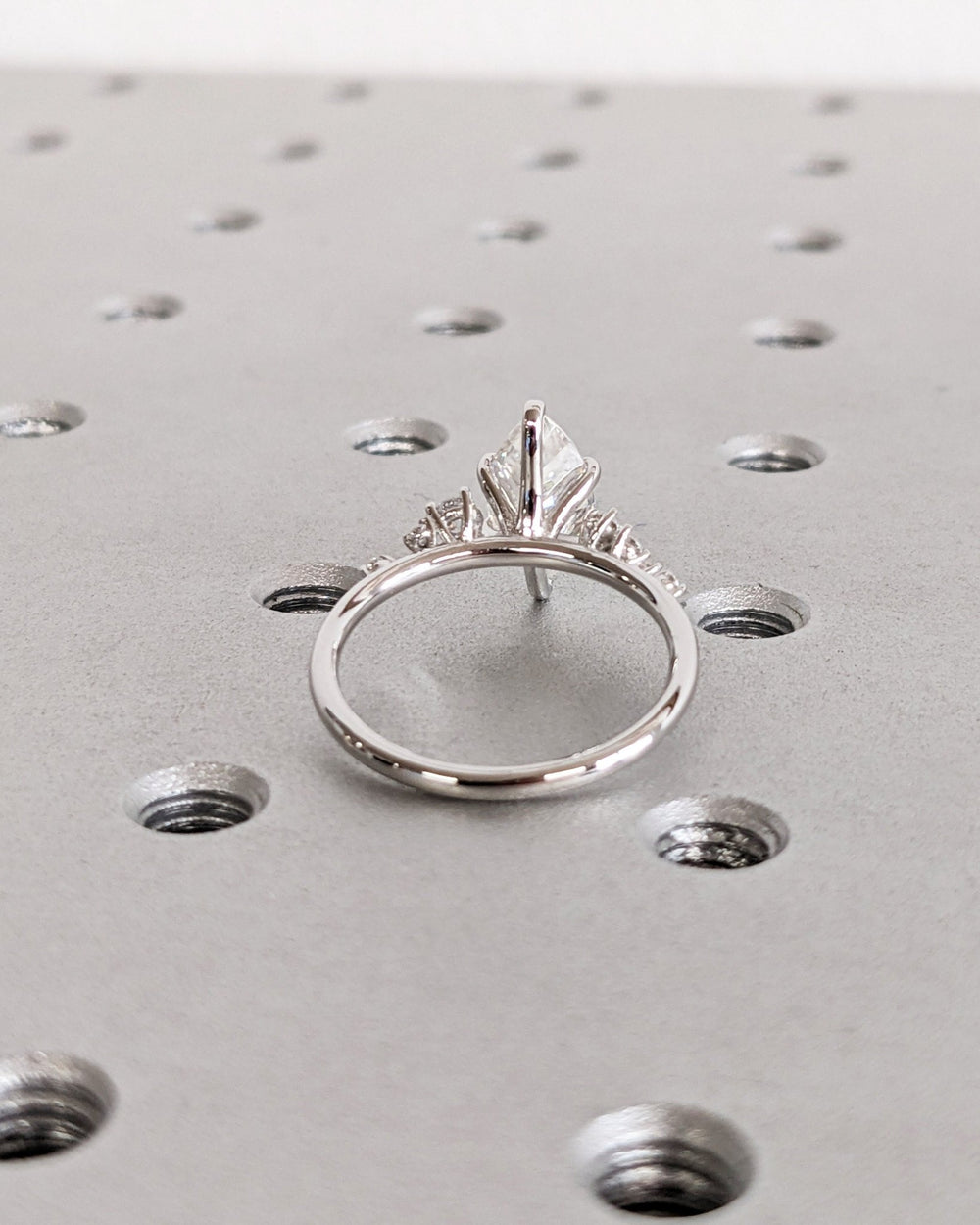 Marquise cluster lab grown diamond ring fitted on finger