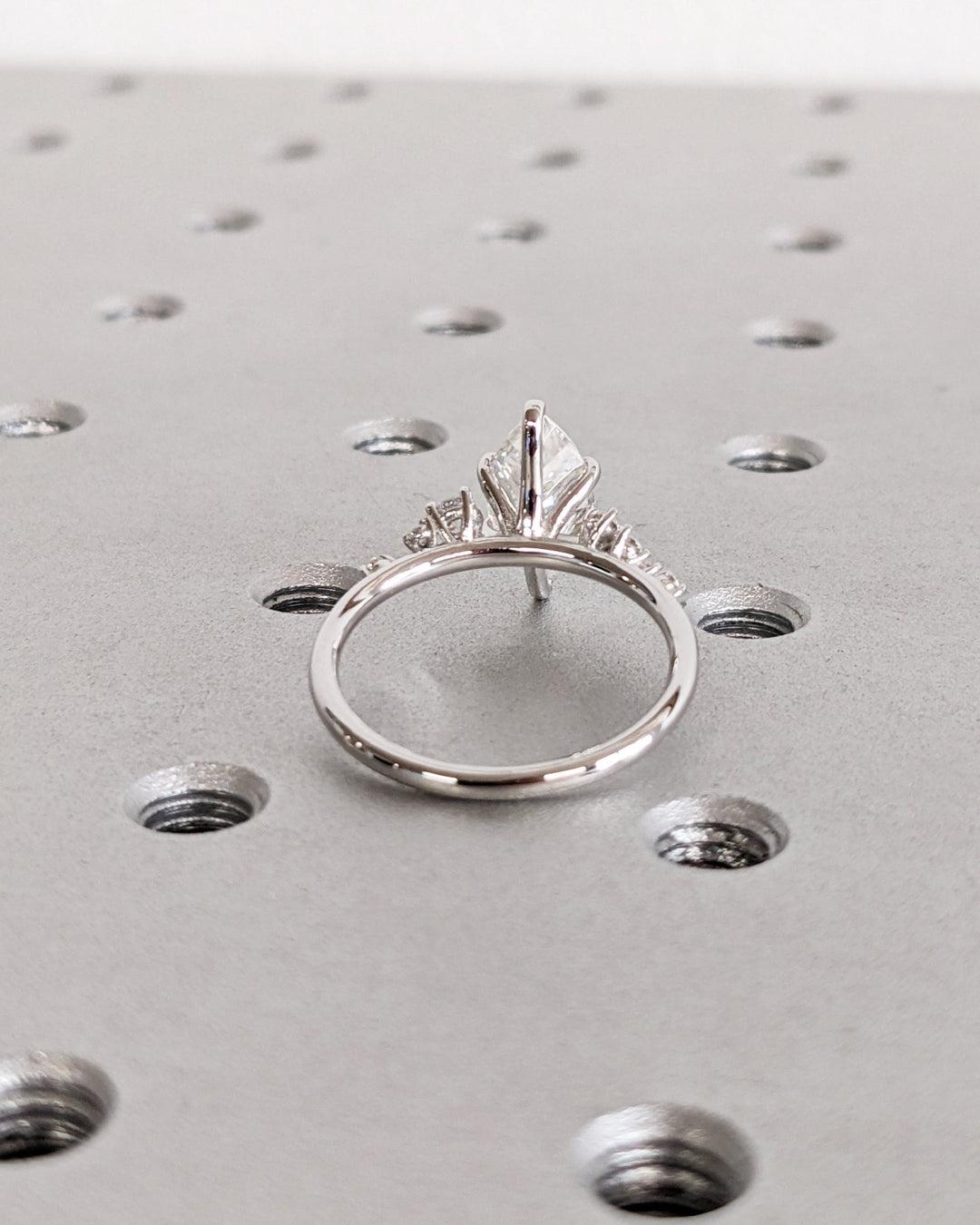 Marquise cluster lab grown diamond ring fitted on finger
