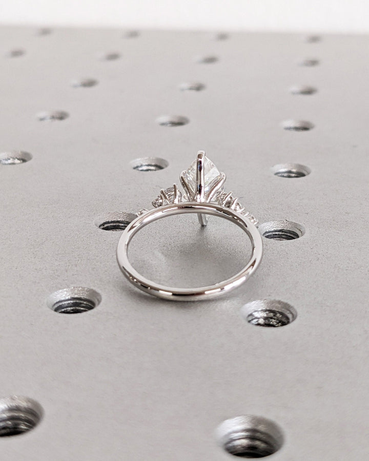 Marquise cluster lab grown diamond ring fitted on finger