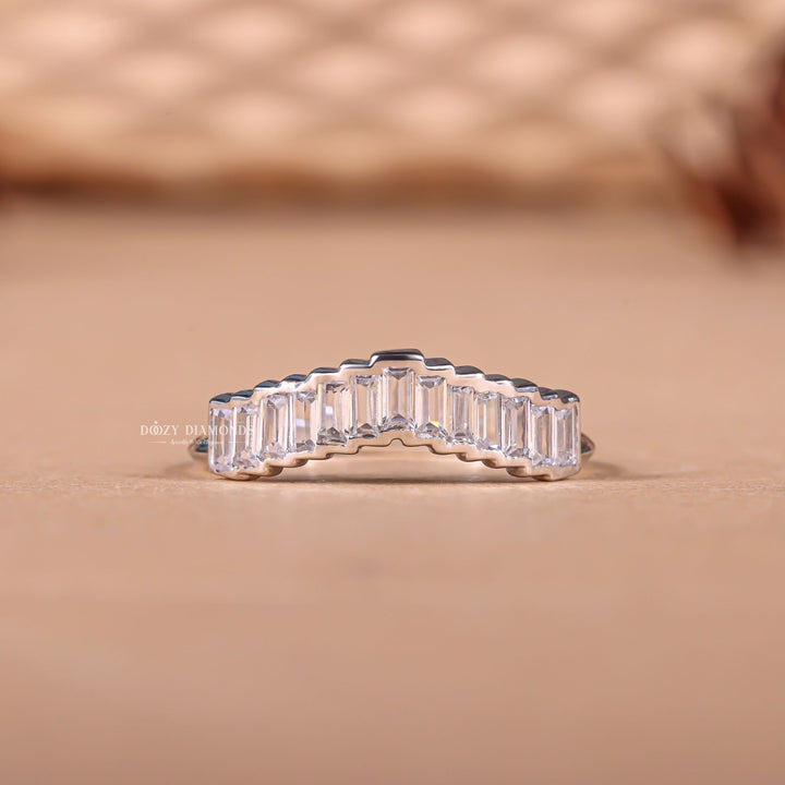 Baguette baguette diamond wedding band front view