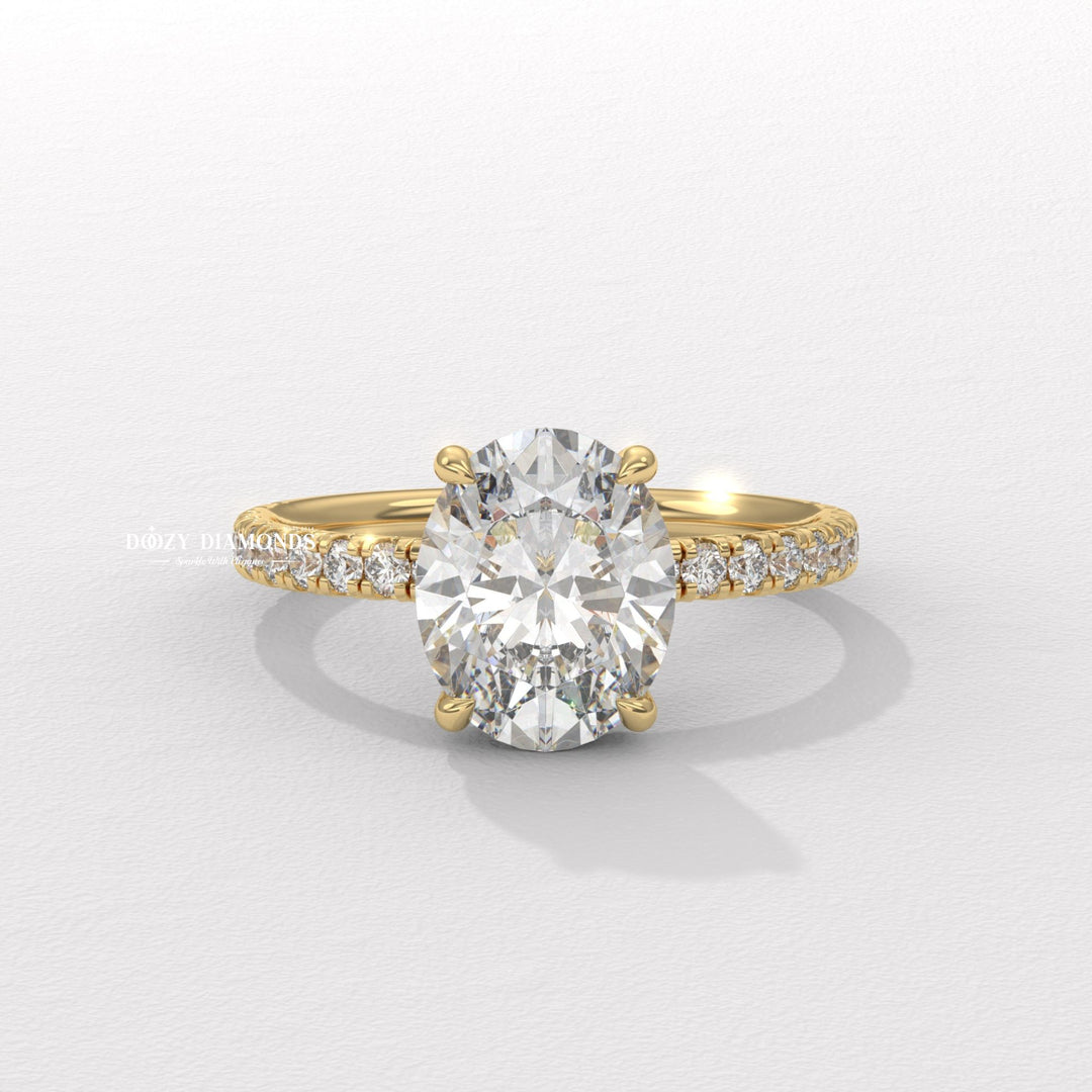 Shop oval hidden halo lab grown diamond engagement ring