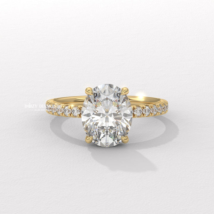 Shop oval hidden halo lab grown diamond engagement ring
