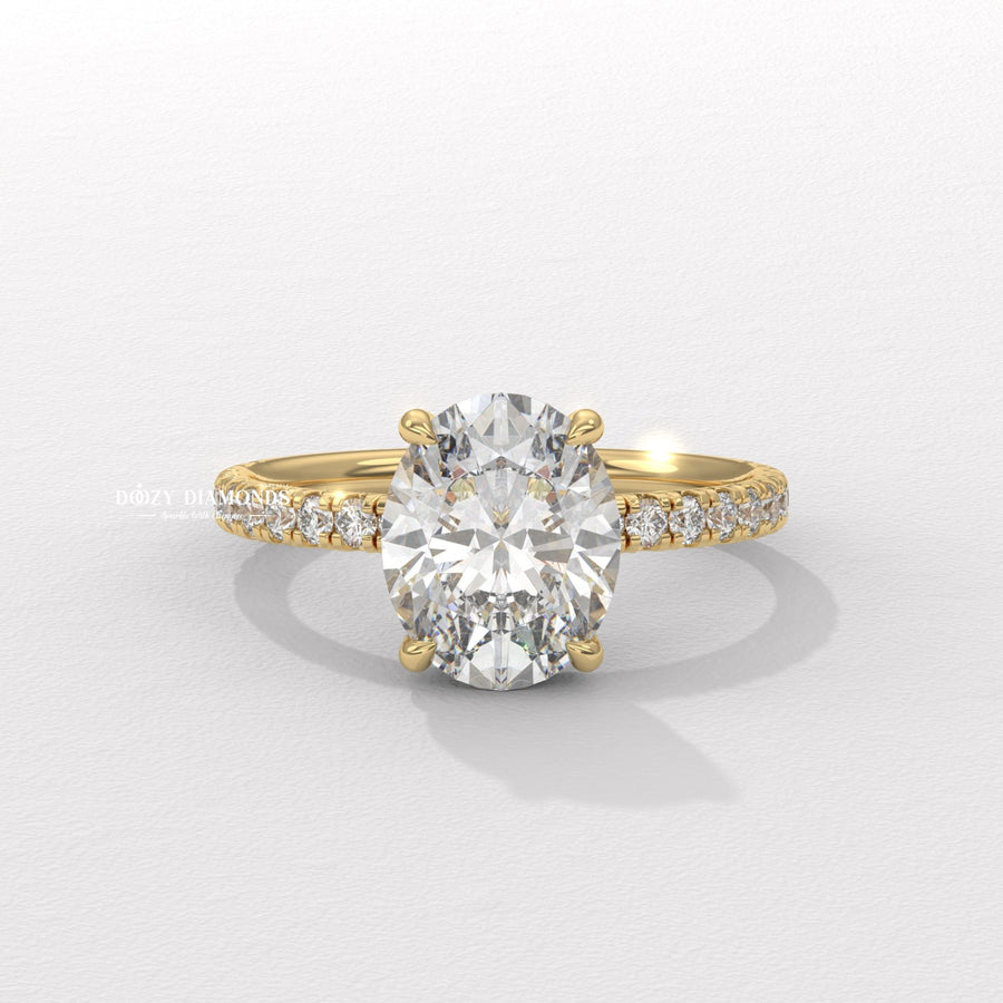 Shop oval hidden halo lab grown diamond engagement ring