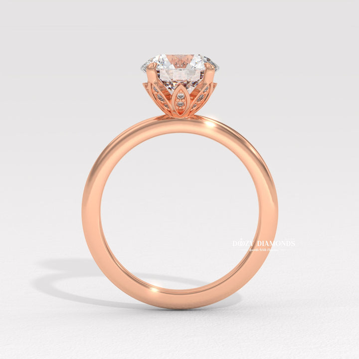 IGI certified round cut diamond in solitaire engagement ring setting